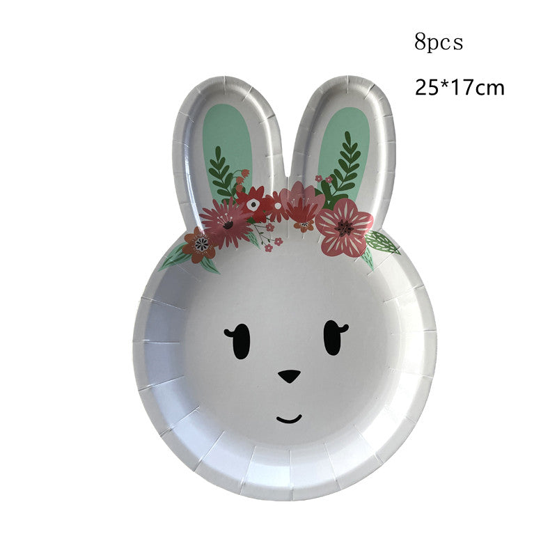 Easter Rabbit Paper Plate Eggs Bunny Paper Cup Plates Happy Easter Party Supplies Easter Gift - RB.
