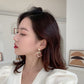 Pearl Earrings Temperament Super Fairy Crystal Net Red Earrings Design Leaf Earrings - RB.