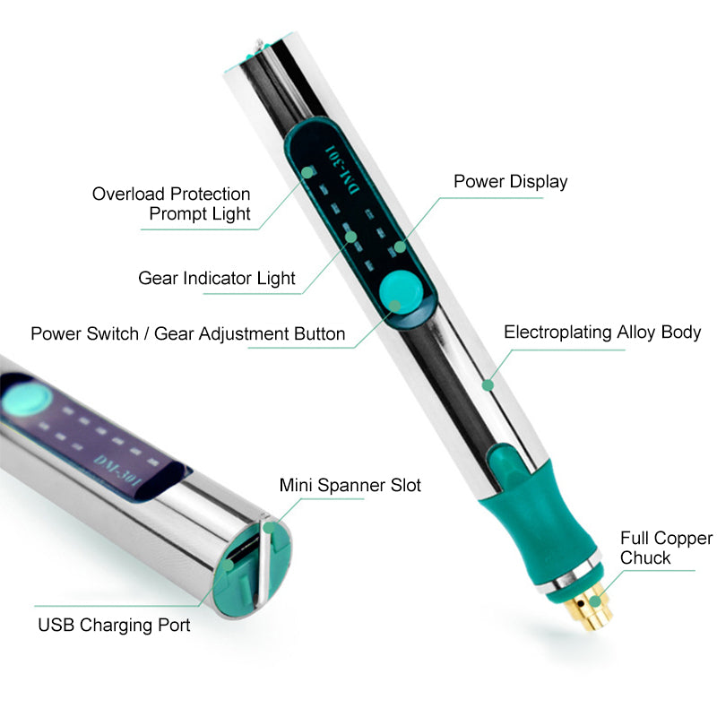 Electric Engraving Pen Charging Speed Adjustable Electric Grinder Mini Handheld Grinder - RB.