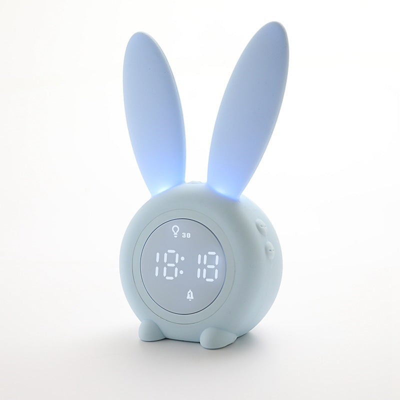 LED Digital Alarm Clock Bunny Ear Electronic LED Display Sound Control Cute Rabbit Night Lamp Desk Clock For Home Decoration - RB.