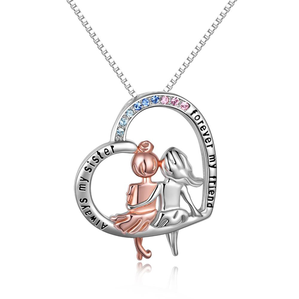 Sister Necklace Sterling Silver Always My Sister Forever My Friend Sisters Birthday Gifts - RB.