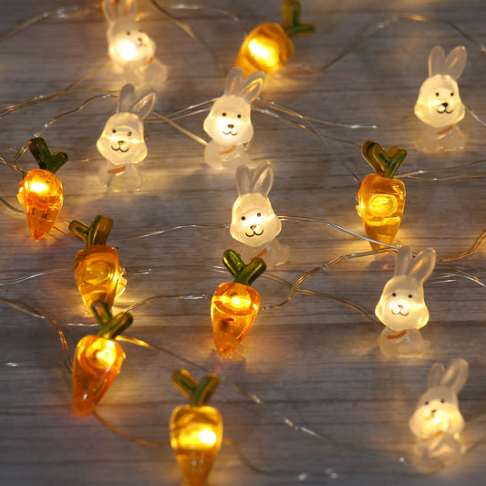 Easter LED Bunny String Lights Easter Decoration For Home Carrot Rabbit Fairy Light Supplies Happy Easter Gifts Party Favor - RB.